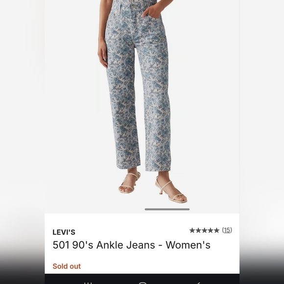 Levi's PREMIUM 501 Blue Floral Straight Leg Jeans Ankle Jeans 26 - Picture 3 of 9
